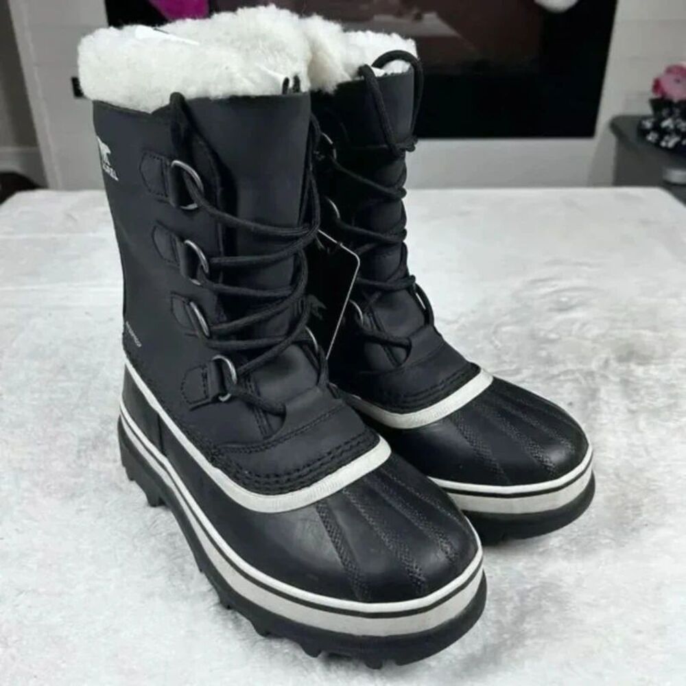 SOREL Women's Caribou Waterproof Insulated Winter Snow Boots Black Stone Size: 8